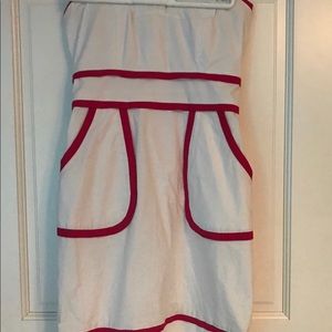 strapless white and pink dress